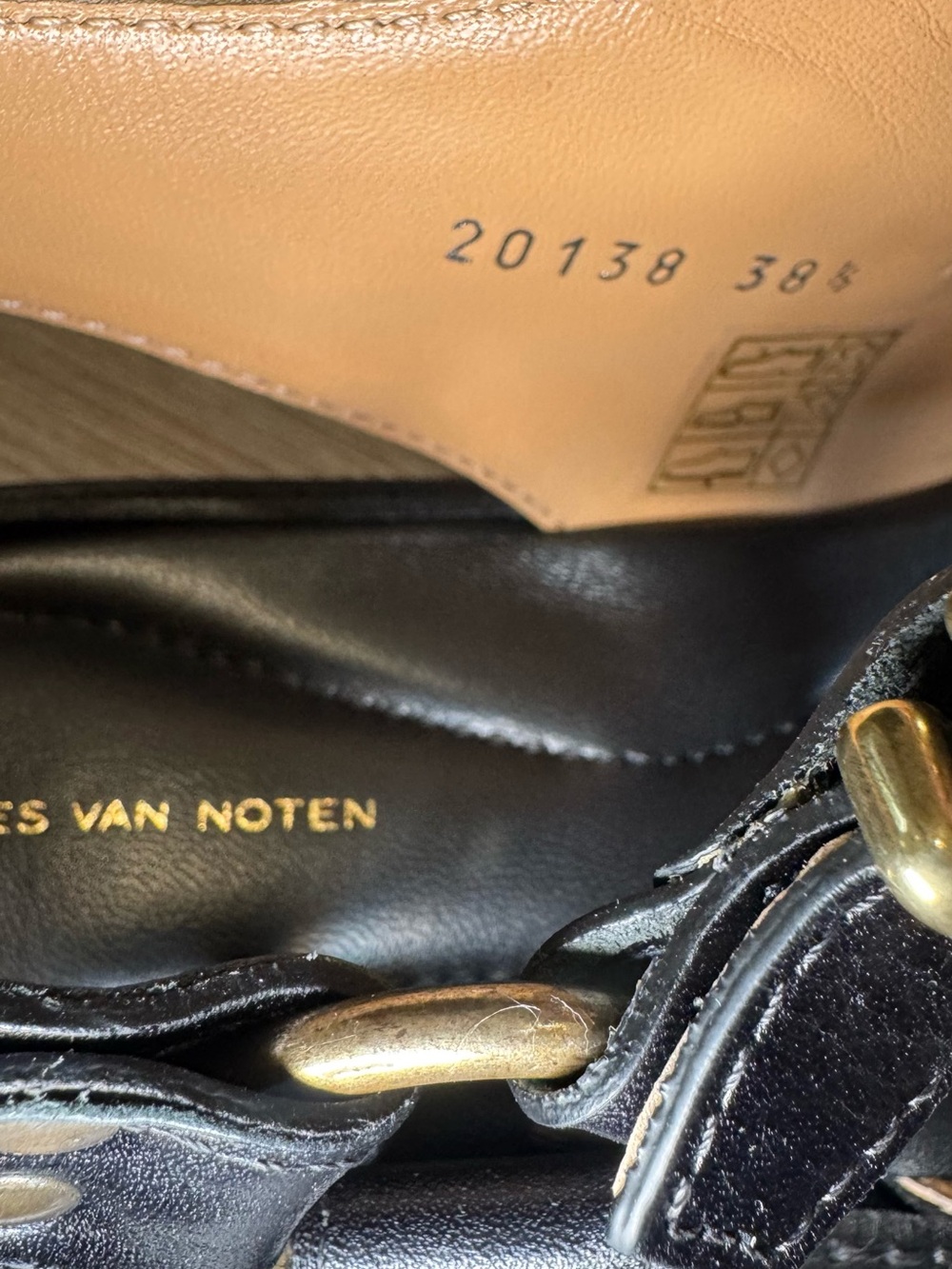 Dries Van Noten Buckle Black Brown Leather Dual Strap Platform Sandals - Picture 10 of 14